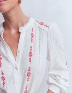 Boden Chemises & Blouses|Tops & T-Shirts-Top double-étoffe Rhea à détails Motif floral Winter Blush blanc