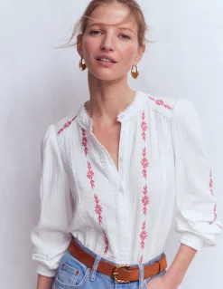 Boden Chemises & Blouses|Tops & T-Shirts-Top double-étoffe Rhea à détails Motif floral Winter Blush blanc
