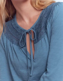 Boden Tops & T-Shirts-Top Edi à détails dentelle Bleu capitaine