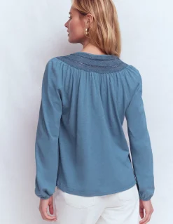 Boden Tops & T-Shirts-Top Edi à détails dentelle Bleu capitaine