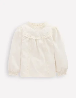 Boden Tops & T-Shirts-Top en jersey et broderie anglaise cœur Ivoire doux