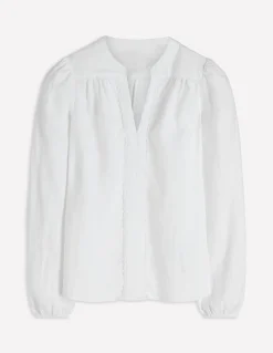 Boden Chemises & Blouses|Tops & T-Shirts-Top en lin à détails intégrés Blanc