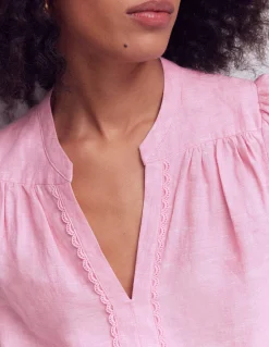 Boden Chemises & Blouses|Tops & T-Shirts-Top en lin à détails intégrés Chambray rose reine-des-prés