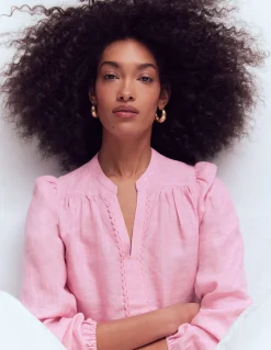 Boden Chemises & Blouses|Tops & T-Shirts-Top en lin à détails intégrés Chambray rose reine-des-prés