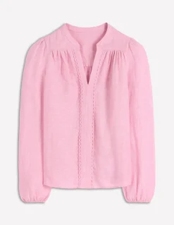 Boden Chemises & Blouses|Tops & T-Shirts-Top en lin à détails intégrés Chambray rose reine-des-prés