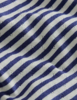 Boden Tops & T-Shirts-Top en pointelle à manches courtes Ivoire doux/bleu tribord