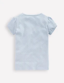 Boden Tops & T-Shirts-Top en pointelle à manches courtes Bleu