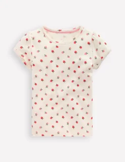 Boden Tops & T-Shirts-Top en pointelle à manches courtes Fraise ivoire