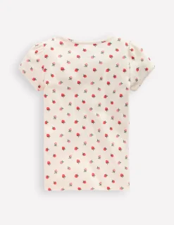 Boden Tops & T-Shirts-Top en pointelle à manches courtes Fraise ivoire
