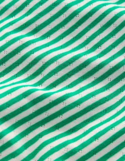 Boden Tops & T-Shirts-Top en pointelle à manches courtes Rayé vert/ivoire