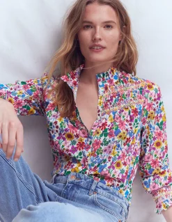 Boden Chemises & Blouses|Tops & T-Shirts-Top Esme à smocks et volants Multi, motif Blossoming Garden