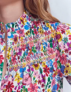 Boden Chemises & Blouses|Tops & T-Shirts-Top Esme à smocks et volants Multi, motif Blossoming Garden