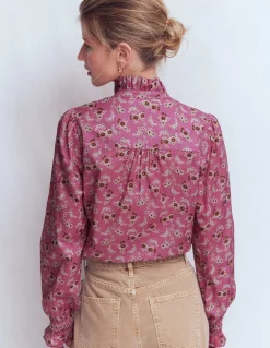 Boden Chemises & Blouses|Tops & T-Shirts-Top Esme à smocks et volants Rose, motif Dainty Blooms
