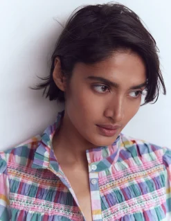 Boden Chemises & Blouses|Tops & T-Shirts-Top Esme à smocks et volants Carreaux multi