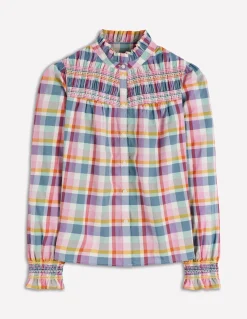 Boden Chemises & Blouses|Tops & T-Shirts-Top Esme à smocks et volants Carreaux multi