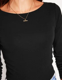 Boden Tops & T-Shirts-Top essentiel à col bateau en jersey Noir