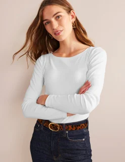 Boden Tops & T-Shirts-Top essentiel à col bateau en jersey Blanc