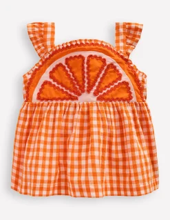 Boden Ensembles Assortis|Tops & T-Shirts-Top fantaisie à bretelles Vichy orange et ivoire