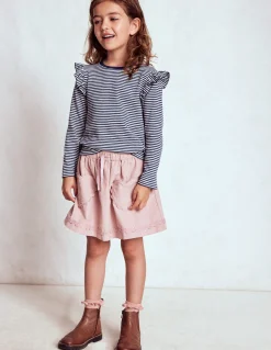 Boden Tops & T-Shirts-Top flammé à manches volantées Ivoire doux/bleu marine universitaire