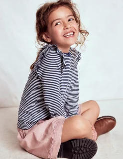 Boden Tops & T-Shirts-Top flammé à manches volantées Ivoire doux/bleu marine universitaire