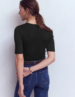 Boden Tops & T-Shirts-Top Lyla à col V et smocks Noir