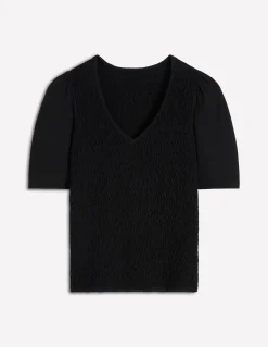 Boden Tops & T-Shirts-Top Lyla à col V et smocks Noir