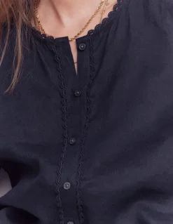 Boden Chemises & Blouses|Tops & T-Shirts-Top manches courtes Leah en lin Bleu marine