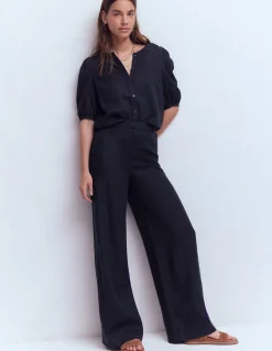 Boden Chemises & Blouses|Tops & T-Shirts-Top manches courtes Leah en lin Bleu marine