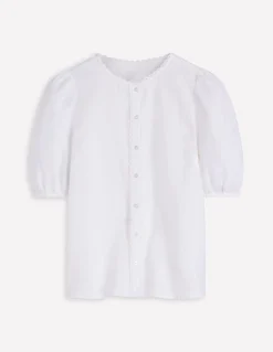 Boden Chemises & Blouses|Tops & T-Shirts-Top manches courtes Leah en lin Blanc