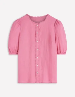 Boden Chemises & Blouses|Tops & T-Shirts-Top manches courtes Leah en lin Parfait rose