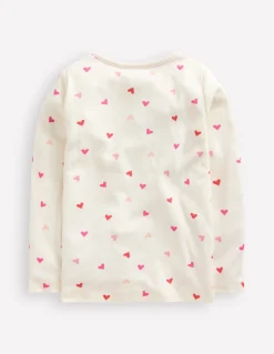 Boden Tops & T-Shirts-Top manches longues en pointelle Cœurs ivoire doux