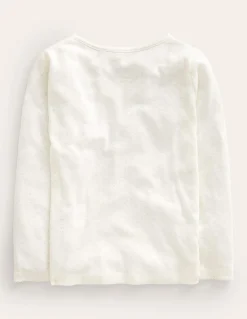 Boden Tops & T-Shirts-Top manches longues en pointelle Ivoire doux