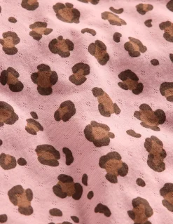 Boden Tops & T-Shirts-Top manches longues en pointelle Léopard rose vintage