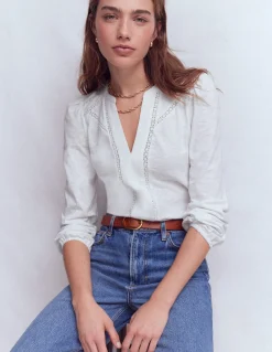 Boden Tops & T-Shirts-Top Poppy à manches longues Blanc