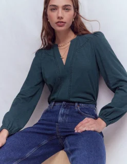 Boden Tops & T-Shirts-Top Poppy à manches longues Océan au clair de lune