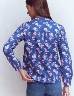 Boden Chemises & Blouses|Tops & T-Shirts-Top Rhea en coton à détails intégrés Bleu, motif Blossomy Spring