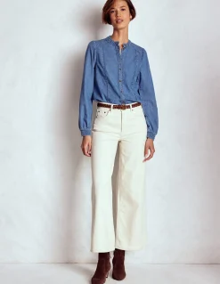 Boden Chemises & Blouses|Tops & T-Shirts-Top Rhea en jean à détails intégrés Blanc/Cerf
