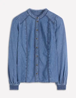 Boden Chemises & Blouses|Tops & T-Shirts-Top Rhea en jean à détails intégrés Blanc/Cerf