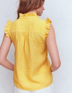 Boden Chemises & Blouses|Tops & T-Shirts-Top sans manches Isabel en lin Vichy jaune soleil