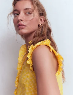 Boden Chemises & Blouses|Tops & T-Shirts-Top sans manches Isabel en lin Vichy jaune soleil