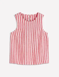 Boden Chemises & Blouses|Tops & T-Shirts-Top Sofia en lin Rayé rouge coquelicot et ivoire