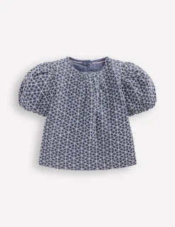 Boden Tops & T-Shirts|Ensembles Assortis-Top tissé à manches bouffantes Broderie anglaise chambray