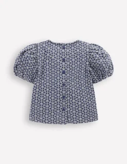 Boden Tops & T-Shirts|Ensembles Assortis-Top tissé à manches bouffantes Broderie anglaise chambray
