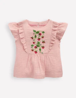 Boden Tops & T-Shirts|Ensembles Assortis-Top tissé et brodé à volants Fraises lotus