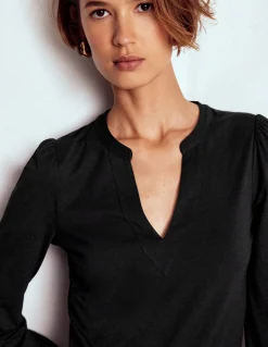 Boden Tops & T-Shirts-Top ultra-doux à col cranté Noir