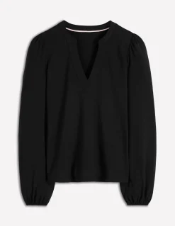 Boden Tops & T-Shirts-Top ultra-doux à col cranté Noir