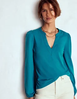 Boden Tops & T-Shirts-Top ultra-doux à col cranté Vert marin profond