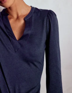 Boden Tops & T-Shirts-Top ultra-doux à col cranté Bleu marine