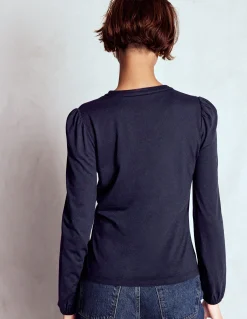 Boden Tops & T-Shirts-Top ultra-doux à col cranté Bleu marine