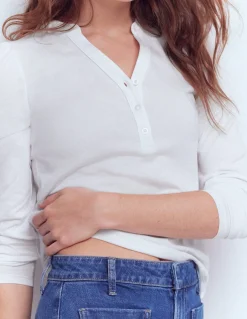 Boden Tops & T-Shirts-Top ultra-doux à col tunisien ouvert Blanc